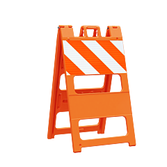 Plasticade 100-Ot12Hi-P Type I Barricade, Orange, High Intensity Prismatic Striped Sheeting