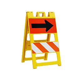 Plasticade 100-Yt12Fab8Hi-P 12" X 24" Top Panel Diamond Grade Arrow Sign Legend, 8" X 24" Bottom Panel High Intensity Prismatic Striped Sheeting