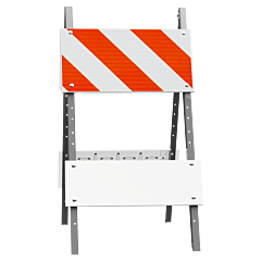 Plasticade 105G-T12Hipb8 Combocade Type I Barricade, White Boards, Gray Legs, High Intensity Prismatic Striped Sheeting