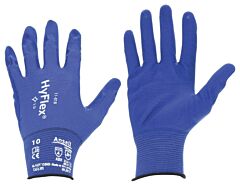 Ansell Hyflex 11-818 Thin Work Gloves, Palm Coated Nitrile, Blue, Size 6