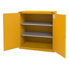 Durham 1120S-50 Fm Approved, Flammable Storage Cabinet, 120 Gallon, 2 Doors, Self Closing, 2 Shelves, Safety Yellow