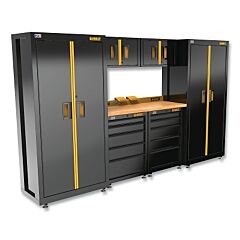 Dewalt Dwst27301 Storage Suite, 7 Pc, 126 In W, 2 5-Drawer Base Cabinets, Wood Top