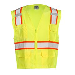 Kishigo 1163 Solid Front With Mesh Back Safety Vest, Class 2, Lime, Size 2X-Large