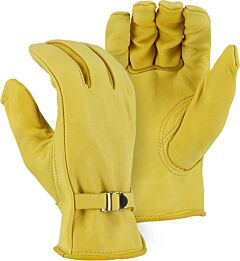 Majestic 1509 Cowhide Drivers Gloves With Wrist Strap, Size Medium