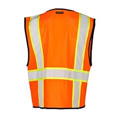 Kishigo 1528 Single Pocket Contrasting Mesh Vest, Economy, Class 2, Orange, Size 4X/5X-Large