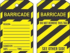 Safehouse Signs General Barricade Tags, 6" X 3", Tagboard