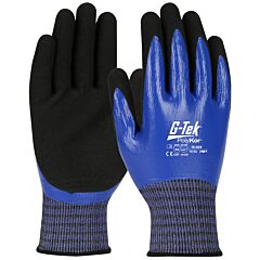 G-Tek 16-939/Xs Seamless Knit Polykor? X7? Blended Gloves With Double-Dipped Nitrile Coated Microsurface Grip On Full Hand - Touchscreen Compatible, Blue, Size X-Small