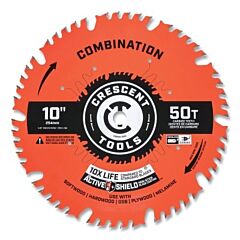 Crescent Csbcm-1050 Combination Circular Saw Blade, 5/8 In Dia Arbor, 50 Teeth, 10 In Dia Blade, 5 Ea/Pk