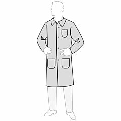 Permagard 18301 Lab Coat, Collar, 3 Pockets, Front Snap Closure, Size Medium