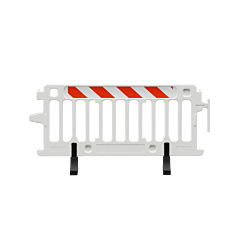 Plasticade 2004-W-Hiplr Crowdcade Crowd Control Barricade, White, High Intensity Prismatic Striped Sheeting, Left/Right