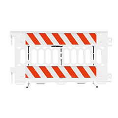 Plasticade 2008-W-Hiplr 6' Ada Pathcade Barricade System, White, Two Sections Of High Intensity Prismatic Grade Striped Sheeting On Both Sides Of The Barricade, Striped Sheeting Direction: Left/Right, Top & Bottom, Both Sides