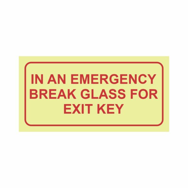 F43 In an emergency break glass for exit key 29x58cm