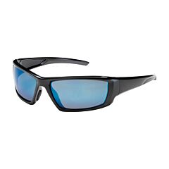 Pip 250-47-0006 Sunburst Full Frame Safety Glasses With Black Frame, Blue Mirror Plus Lens And Anti-Scratch / Anti-Reflective Coating