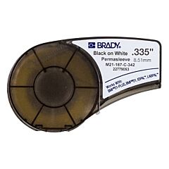 Brady? 110923 Bmp21 Series Permasleeve Heat Shrink Polyolefin Wire Marking Sleeve, 7 Ft L X 0.235 In W, Black On White