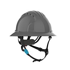 Jsp Evo 280-Ev6262V-Ch-40 Vented, Full Brim Type Ii Helmet With Hdpe Shell, 4-Point Chinstrap, 6-Point Suspension And Ratchet Adjustment, Gray