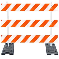Plasticade 3204-Dg-R-Drill-Kit Power Post Type Iii Barricade, Black With White Boards And Post, Diamond Grade Striped Sheeting, Right