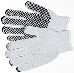 Mcr Safety 9650Lw Gloves, Regular Weight, Cotton/Polyester, White Pvc Dots 1-Side, Natural, Pack Of 12 Pairs
