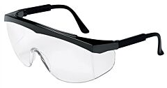 Mcr Safety Ss110 Stratos Safety Glasses, Black Frame, Clear Wrap-Around Lens, Built-In Side Shields