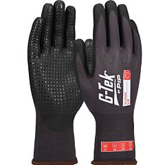 G-Tek 34-840D/L Premium Seamless Knit Nylon/Spandex Glove With Foam Nitrile Coating On Palm & Fingers - Micro Dot Palm, Dark Gray, Size Large