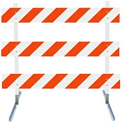 Plasticade 3410-Eg-R-Drill-Kit Power Post Type Iii Barricade, Gray With White Boards, Engineer Grade Striped Sheeting, Right