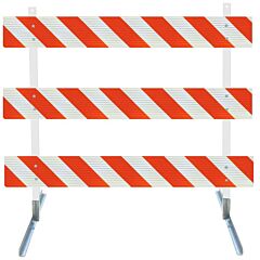 Plasticade 3412-Hip-Lr-Drill-Kit Power Post Type Iii Barricade, Gray With White Boards, High Intensity Prismatic Striped Sheeting, Left/Right