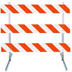 Plasticade 3710-Eg-L-Drill-Kit Steel Square Tube And Angle Iron Type Iii Barricade, Gray With White Boards, Engineer Grade Striped Sheeting, Left