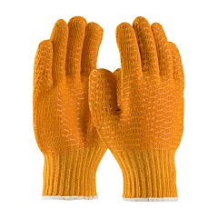 Pip 39-3013/M Polyester Gloves With Double-Sided Pvc Honeycomb Criss-Cross Grip, Knit Wrist, Orange, Size Medium