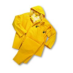 West Chester 4035Fr/L 35Mm 3 Piece Fr Pvc/Poly Rainsuit, Corduroy Collar, Yellow, Size Large