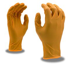 Cordova 4087Xl Nitri-Cor Diamond Hi-Vis Orange Disposable Nitrile Gloves, 6 Mil, Medical Grade, Powder Free, Diamond Embossed Grip, Size X-Large