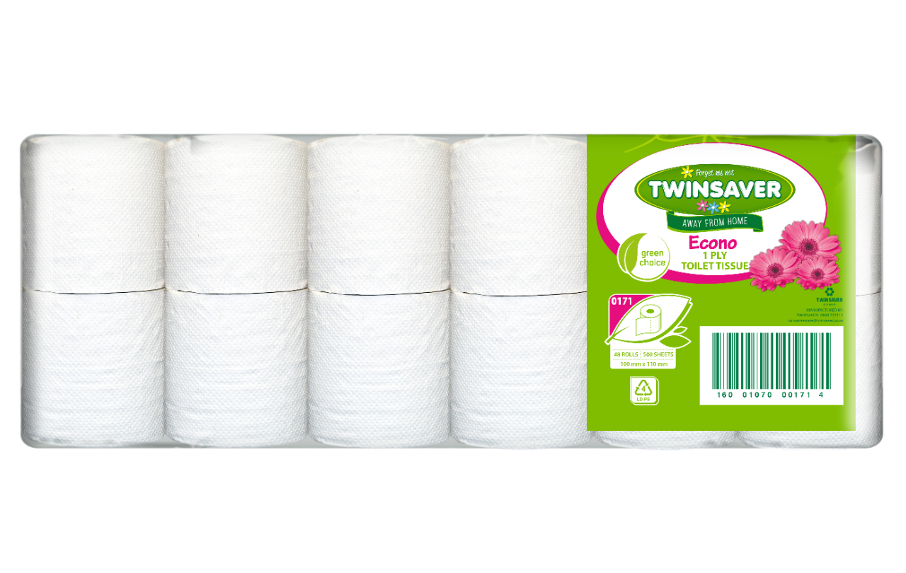 Twinsaver 1Ply Toilet Tissue 500 Sheets 48'S