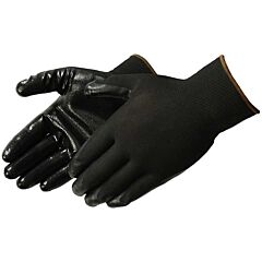 Liberty Safety 4631Q/Bk 13 Gauge, 100% Black Nylon Shell Gloves, Black Nitrile Palm, Size Large