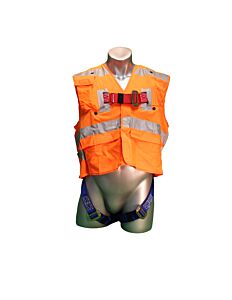 Elk River 55393 Freedom Safety Orange Vest Full Body Harness Class 2, Mating Buckle, 3 D-Rings, Size Medium To X-Large