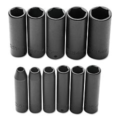 Proto? 69212 Torqueplus 11 Piece Metric Deep Impact Socket Sets, 1/4 In, 6 Point