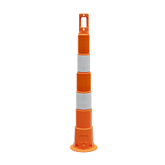 Plasticade 650R1-O-6-Dg-A Navicade 42" Channelizer, Orange, Diamond Grade, Orange And White Bands, 4 - 6" Dg