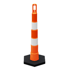 Plasticade 650R1-O-6-Eg-A-Rb16 Navicade 42" Channelizer Cone With Base, Orange, 4 Bands - Engineer Grade Sheeting