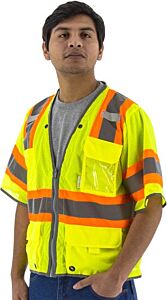 Majestic 75-3325 Hi-Viz Vest With Dot Striping And D-Ring Pass, Class 3, Size Medium