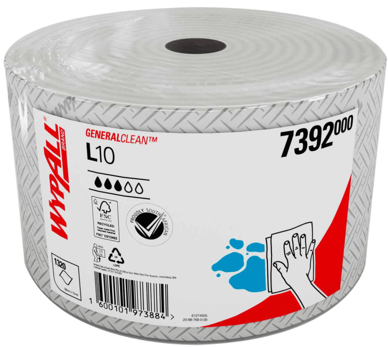 Wipes 7392 Wypall L10 Gen 1Ply 502M