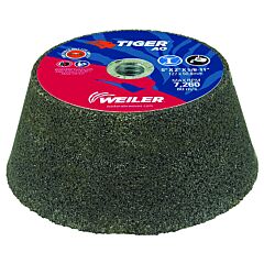 Weiler 68353 Type 11 Flaring Cup Grinding Wheel, 5 In Dia, 16 Grit, 5/8 In To 11 Arbor, Aluminum Oxide