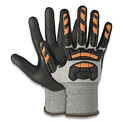 Wells Lamont I2478L Cut Resistant Impact Gloves, Stainless Steel, Fiberglass, Hppe, Nylon, Lycra, Large, Black/Gray/Orange