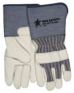 Mcr Safety 1936 Gloves, Mustang Premium Grain Leather Palm, 4.5" Gauntlet Cuff, Pack Of 12 Pairs