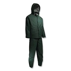 Onguard 7660000.2X Sitex 3-Pc Rain Suit With Detachable Hood Jacket/Bib Overalls, 0.35 Mm Thick, Polyester/Pvc, Hunter Green, 2X-Large