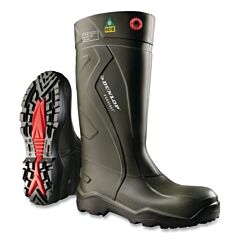 Dunlop E762943.10 Purofort? Full Safety Waterproof Boots, Steel Toe, Men'S 10, 16 In Boot, Green/Black
