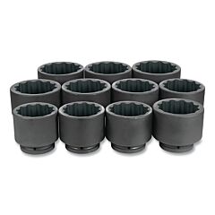 Grey Pneumatic 9111 Impact Socket Set, 1 In Dr, Sae, 12-Point, 3-1/8 In To 4-1/2 In, 11-Pc Std Length