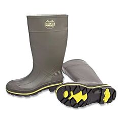Servus 75101-140 Pro? Pvc Boots, Steel Toe, Size 14, 15 In H, Pvc, Gray With Black/Yellow Sole