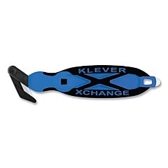 Klever Kcj-Xc-30B Xchange Safety Cutter, Wide Head, 7 In L, Straight Blade, Steel, Plastic Handle, Blue