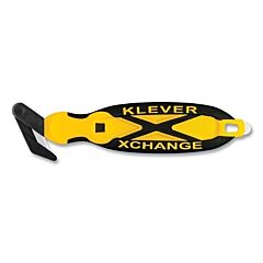 Klever Kcj-Xc-30Y Xchange Safety Cutter, Wide Head, 7 In L, Straight Blade, Steel, Plastic Handle, Yellow