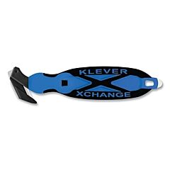 Klever Kcj-Xc-35B Klever Xchange35 Safety Cutter, 7 In L, Straight Blade, Carbon Steel, Plastic Handle, Blue