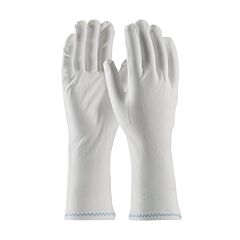 Pip 98-702/12 Cleanteam Stretch Nylon Inspection Glove With Zig-Zag Stitched Rolled Hem - 12", White, Size Mens