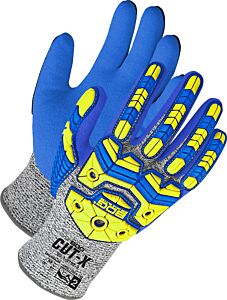 Bob Dale Gloves 99-1-9792-9 Grey Hppe Blue Sandy Nitrile Palm Impact, Size 9/Large