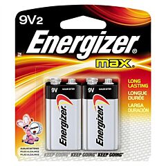 Energizer 522Bp2 Max 9V Batteries, 2/Pkg